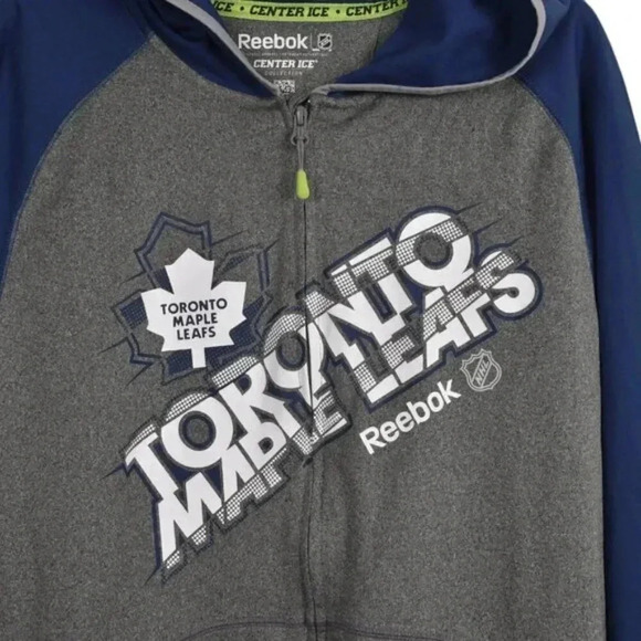 Reebok Toronto Maple Leafs Full  Zip Sweater Sweatshirt Blue Gray Size Large - Picture 2 of 10